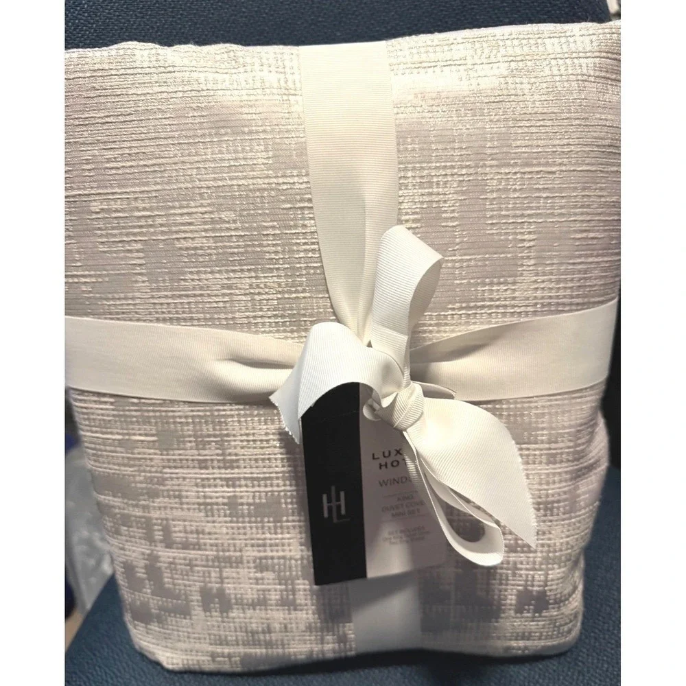 Luxury Windsor King Duvet Cover‎ Silver White NWT Textured 3pc Set 2 King Shams